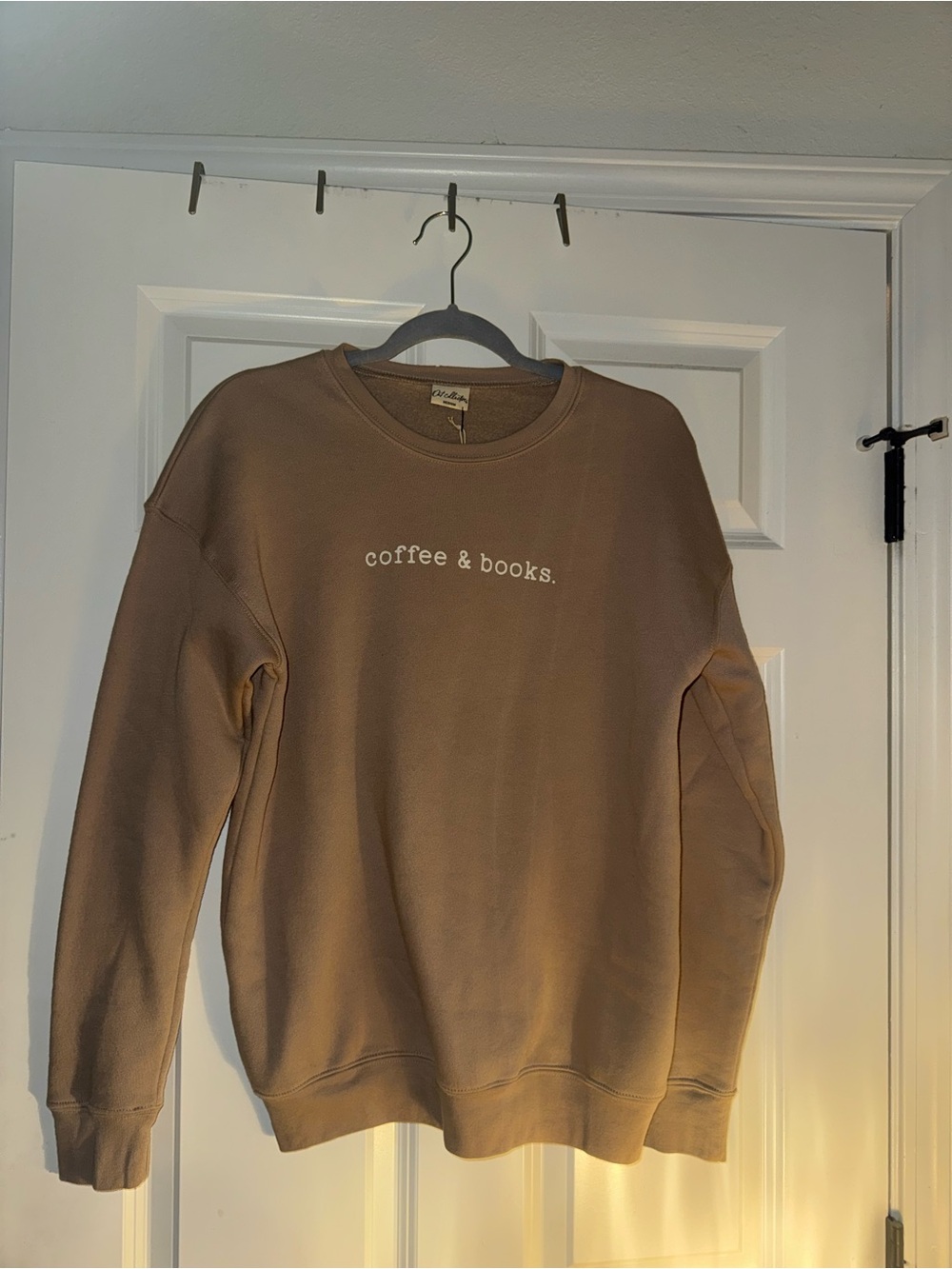 coffee & books. Brown Crewneck Sweatshirt